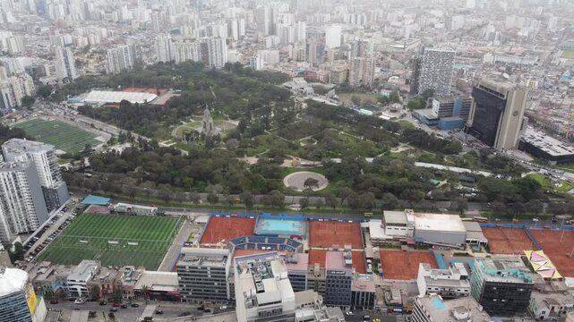 Campo de marte park and surrounding buildings in jesus maria district, lima, peru