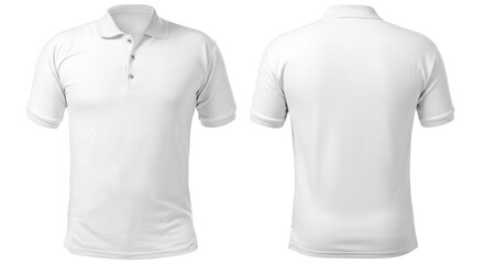 White polo shirt front and back view for design mockups isolated PNG with Transparent Background