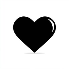 Minimalist flat black heart icon isolated on white background, simple vector illustration in modern flat style, no shadows or details, clean graphic design symbol