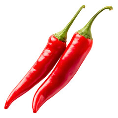 Pair of Vibrant Red Chili Peppers Isolated on a Sleek Black Background