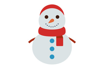 Cute Snowman Vector Icon Flat Design