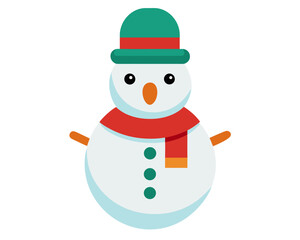 Cute Snowman Vector Icon Flat Design