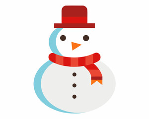 Cute Snowman Vector Icon Flat Design