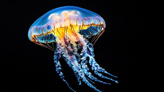 Bioluminescent Jellyfish with Nematocyst-Loaded Tentacles and Mesoglea Structural Composition