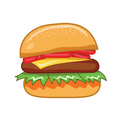 illustration of beef burger with cheese slice on it