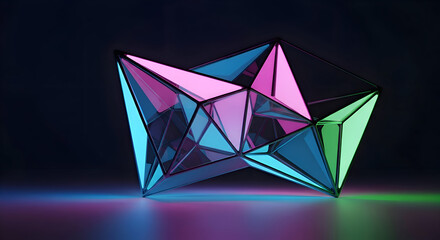 Abstract Crystal Structure with Neon Lighting