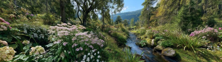 Obraz premium Nature stream hdr panoramic view landscape