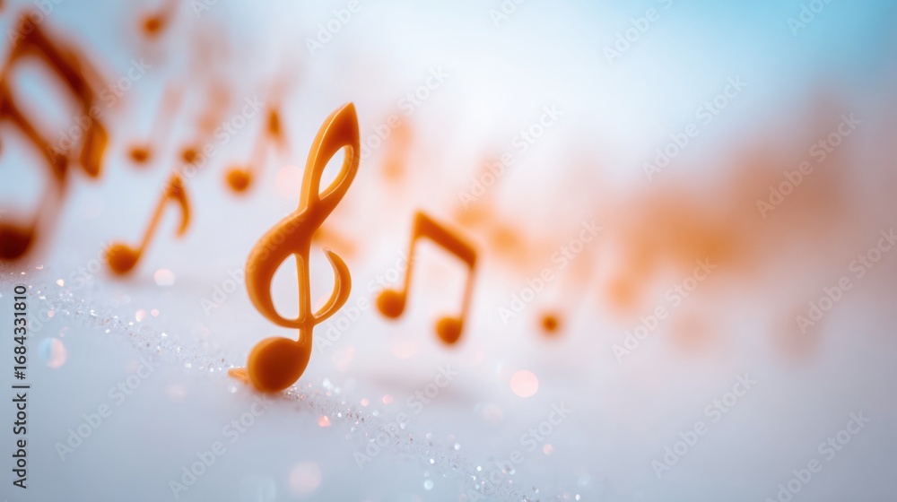 Poster musical notes create a sense of rhythm in a vibrant background setting