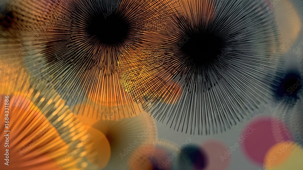 Aufkleber geometric patterns rotate centrally with intricate sharpness contrasting against a gently blurred ba