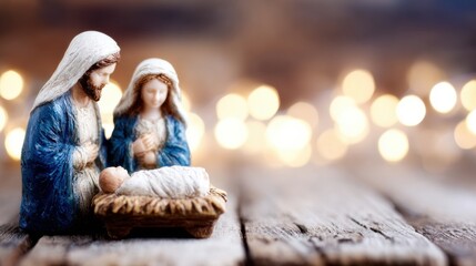 Obraz premium Nativity scene representation with figurines during a festive season