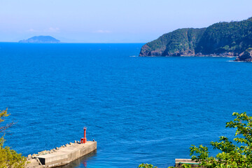 蒲入展望所からの眺望・青い海（京都府・伊根町）