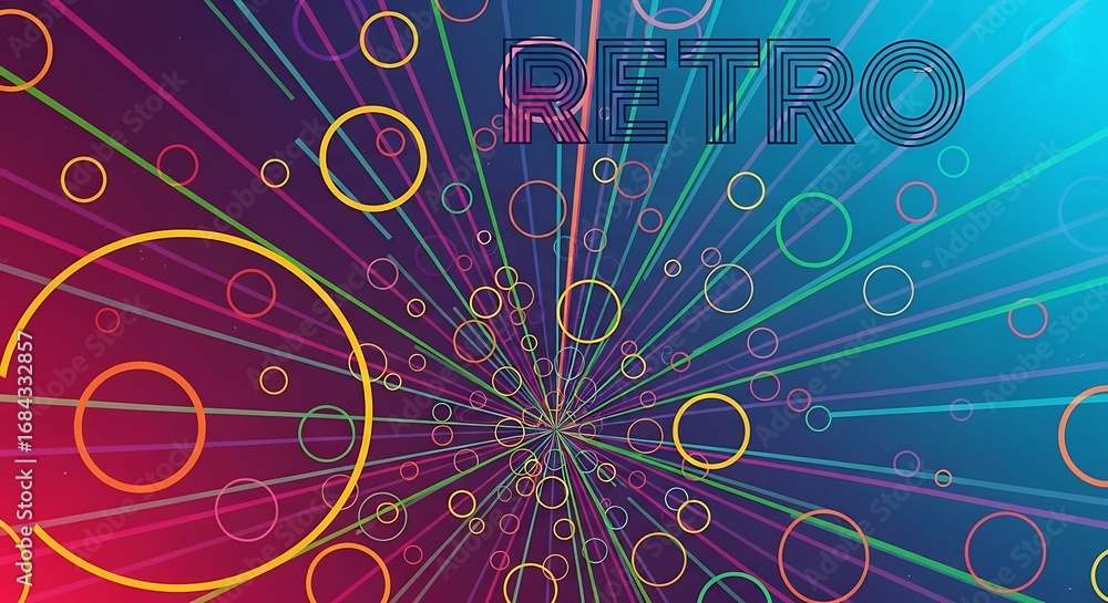 Aufkleber vibrant retro radial burst background with circular elements and gradient color scheme provides a li
