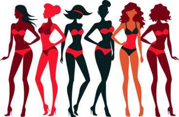 vector illustration of a woman in red