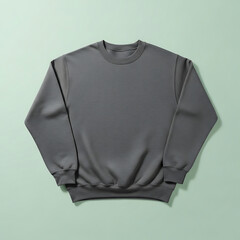 Gray Crewneck Sweatshirt on Light Green Background Casual Style Comfortable Clothing