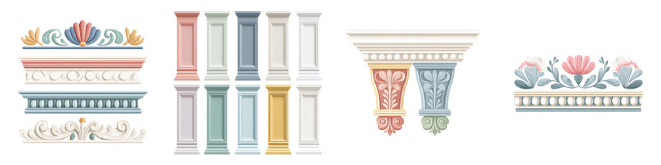 Obraz premium Ornamental Architectural Elements Set - Decorative Moldings and Friezes