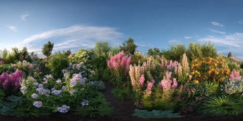 Obraz premium Vibrant flower garden hdr 360 degree panoramas