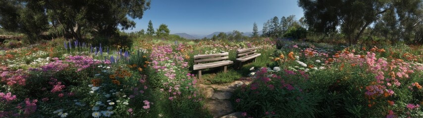 Fototapeta premium Vibrant hdr landscape of blooming flowers