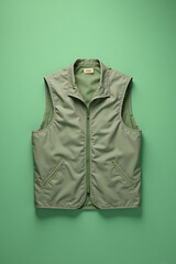 Light Green Sleeveless Puffer Vest on Gradient Green Background