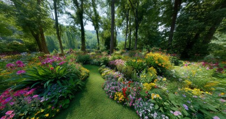 Obraz premium Nature's vibrant flower garden panorama