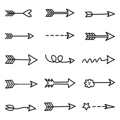 Hand Drawn Arrows Set Illustration Various Styles and Shapes Pointing Direction Concept for Design Projects