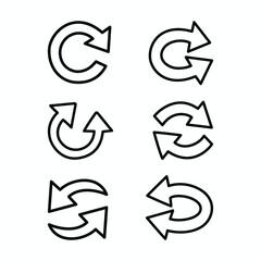 Set of Simple Refresh and Reload Arrow Symbols for Web Design and User Interface Development with Clean Lines