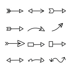 Variety of hand drawn arrow designs pointing in different directions showcasing direction flow navigation and symbolization concept