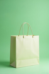Light Green Shopping Bag on Soft Green Background for Eco Friendly Retail or Fashion Marketing