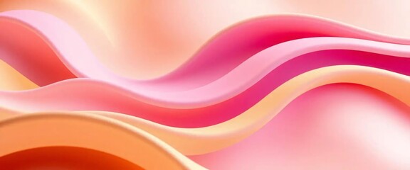 Fototapeta premium Vibrant Abstract Waves Flowing Smoothly in a Gradient of Pink, Orange, and Peach Hues