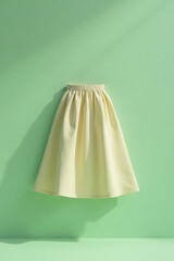 Cream-colored Skirt Hanging on Light Green Wall in Minimalist Style