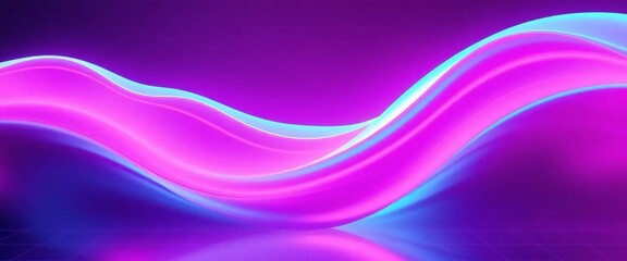 Fototapeta premium Vivid Abstract Flowing Wave of Neon Light in Pink and Blue, Creating a Modern Design