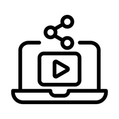 Laptop Sharing Line Icon of Digital Subscription Sharing Icon Set