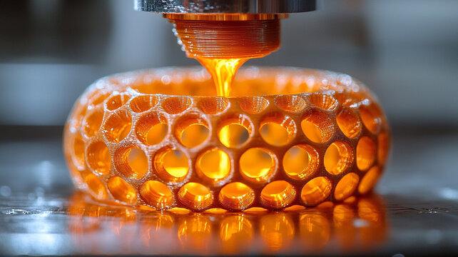 Molten Metal 3D Printing Honeycomb Structure Close Up