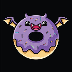 Vampire Donuts Spooky Halloween Dessert Cute Character Illustration