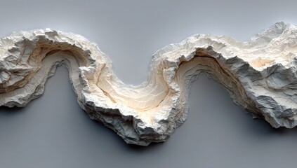 Fototapeta premium Abstract, off-white, winding canyon relief