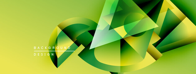 Obraz premium Abstract geometric shapes blend, creating dynamic yellowgreen gradient. Modern design evokes movement, energy, visual interest.