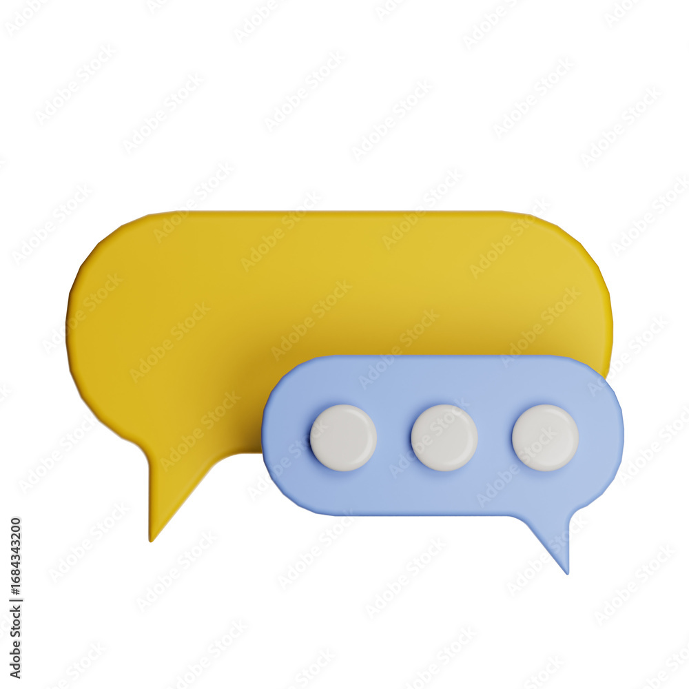 Poster two speech bubbles overlapping on transparent background representing online communication