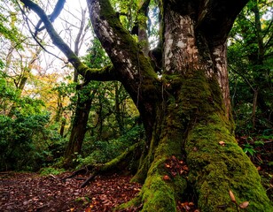 Forest Tree Trunk Autumn Scene
