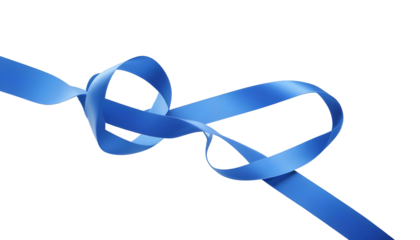 A blue ribbon with a bow displayed on a transparent background, symbolizing support for Movember