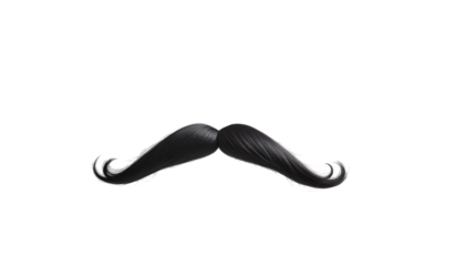 A black mustache on a transparent background, symbolizing Movember and raising awareness for men's health issues