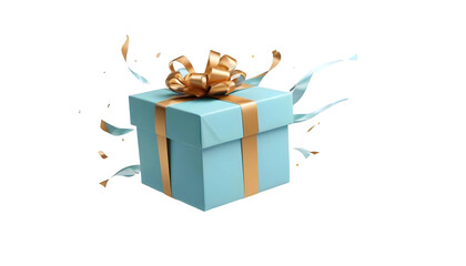 A festive gift box with a gold ribbon and scattered confetti, representing the excitement of Black Friday shopping
