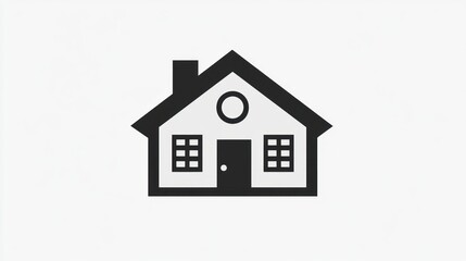 Simple house icon, graphic design, flat style, for website