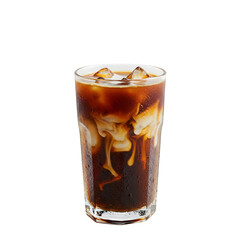 Iced Coffee with Milk, isolated on white or transparent background. PNG