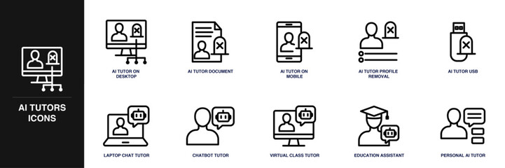 AI Tutors Line Icon Set