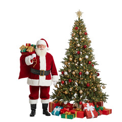 santa claus with christmas tree