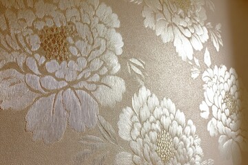 Floral wallpaper pattern, beige and cream