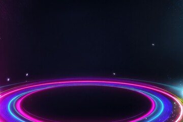 Obraz premium Glowing neon rings on dark background