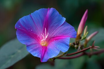 Close-up of vibrant blue-purple morning glory flower