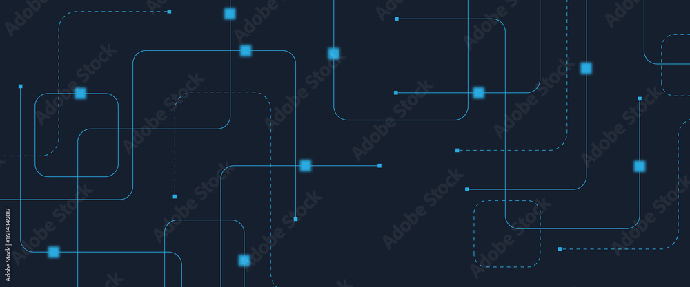 Poster abstract digital ai circuit board background with tech icons. digital technology motherboard texture