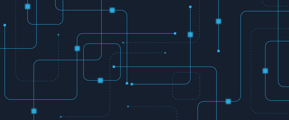 Abstract digital AI circuit board background with tech icons. Digital technology motherboard texture design. Engineering circuit board concept for poster, header, banner, website, presentation