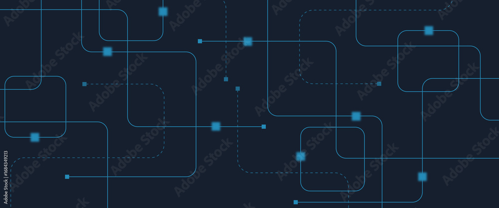 Poster abstract digital ai circuit board background with tech icons. digital technology motherboard texture
